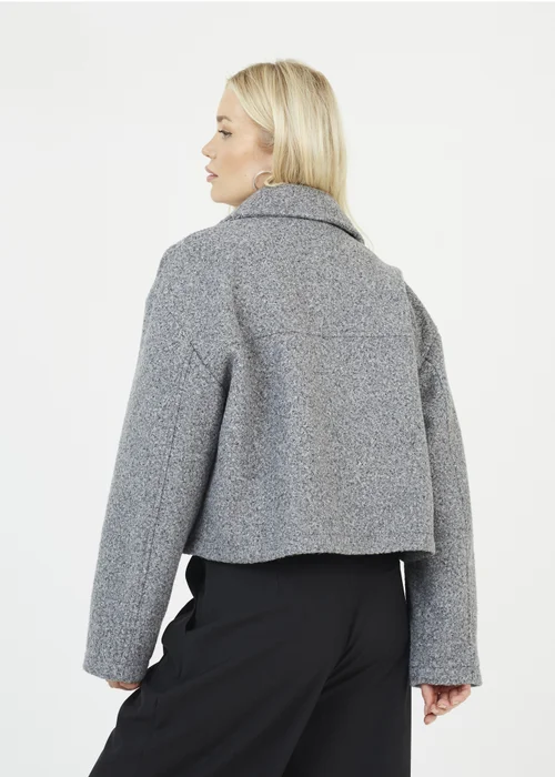 Brave Soul Grey Boucle Faux Wool Jacket - 16 Image 2