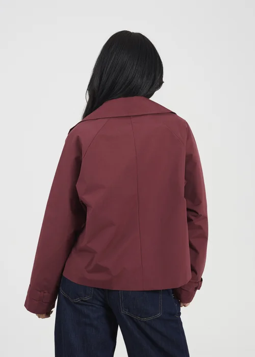 Brave Soul Burgundy Double Breasted Short Trench Coat - 12 Image 2