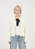 Brave Soul Cream Crew Neck Cable Knit Cardigan With Bow - S Image 1