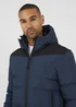 Brave Soul Blue Padded Quilted Hooded Jacket - L Image 5