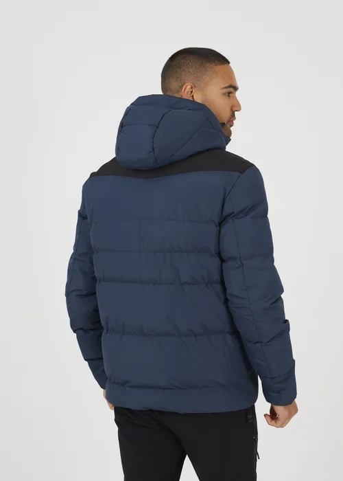 Brave Soul Blue Padded Quilted Hooded Jacket - L Image 4