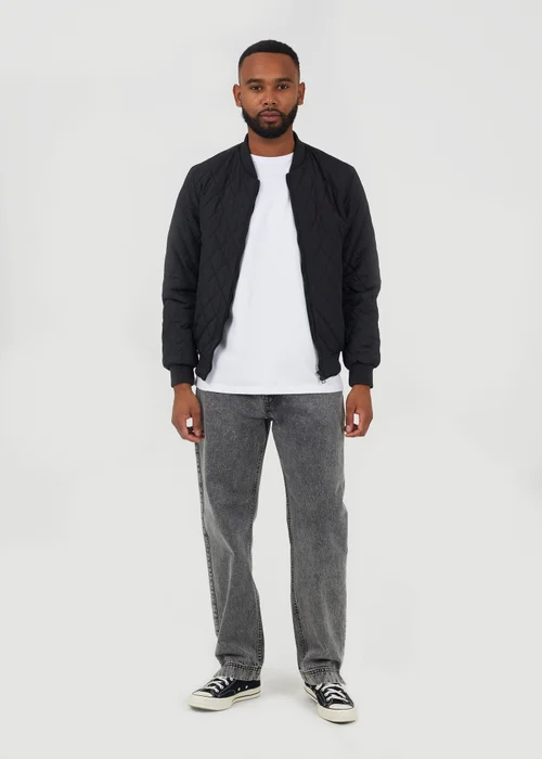 Brave Soul Black Diamond Quilted Bomber Jacket - M Image 4