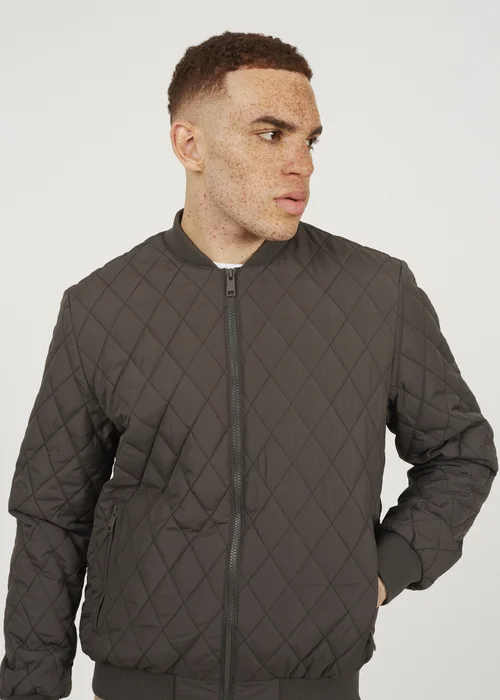 Brave Soul Brown Diamond Quilted Bomber Jacket - M Image 3