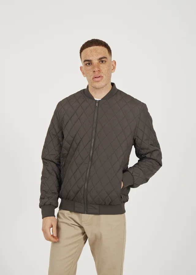 Brave Soul Brown Diamond Quilted Bomber Jacket