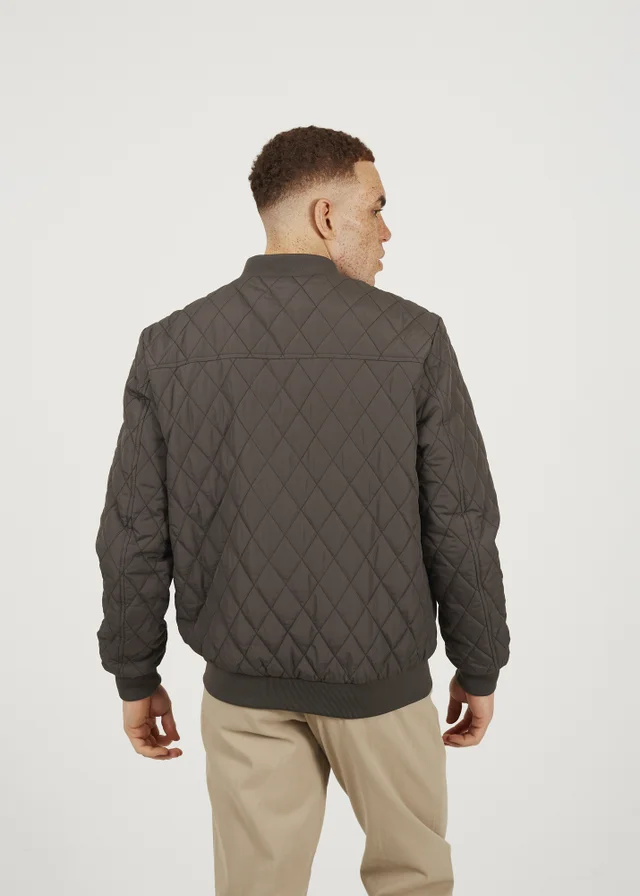 Brave Soul Brown Diamond Quilted Bomber Jacket