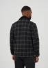 Brave Soul Black Checked Jacket With Sherpa Collar - M Image 2