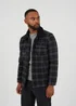 Brave Soul Black Checked Jacket With Sherpa Collar - M Image 1