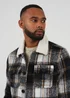Brave Soul Black Brushed Check Jacket With Sherpa Collar - L Image 3