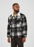 Brave Soul Black Brushed Check Jacket With Sherpa Collar - L Image 1