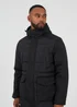 Brave Soul Black Padded Hooded Longline Jacket - S Image 3