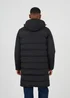Brave Soul Black Padded Hooded Longline Jacket - S Image 2