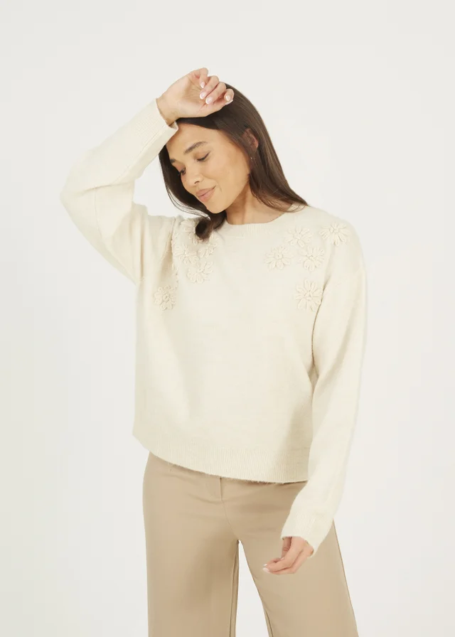 Brave Soul Stone Floral Embroidery Jumper