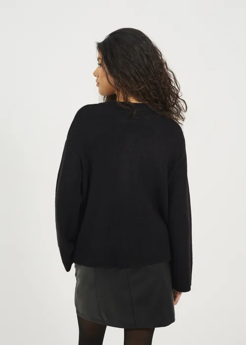 Brave Soul Black Crew Neck Sequin Graphic Christmas Jumper - XS Image 3