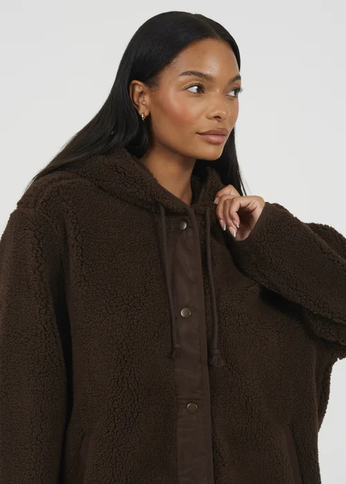 Brave Soul Chocolate Hooded Fleece Jacket - L Image 3