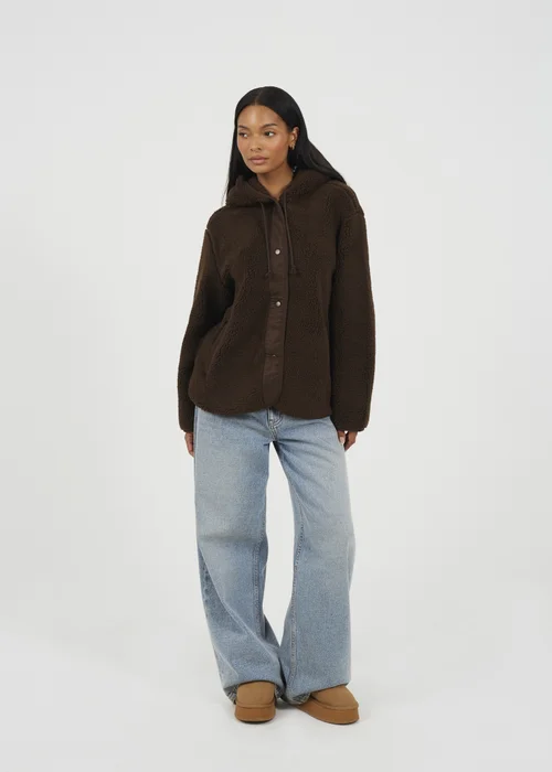 Brave Soul Chocolate Hooded Fleece Jacket - L Image 4