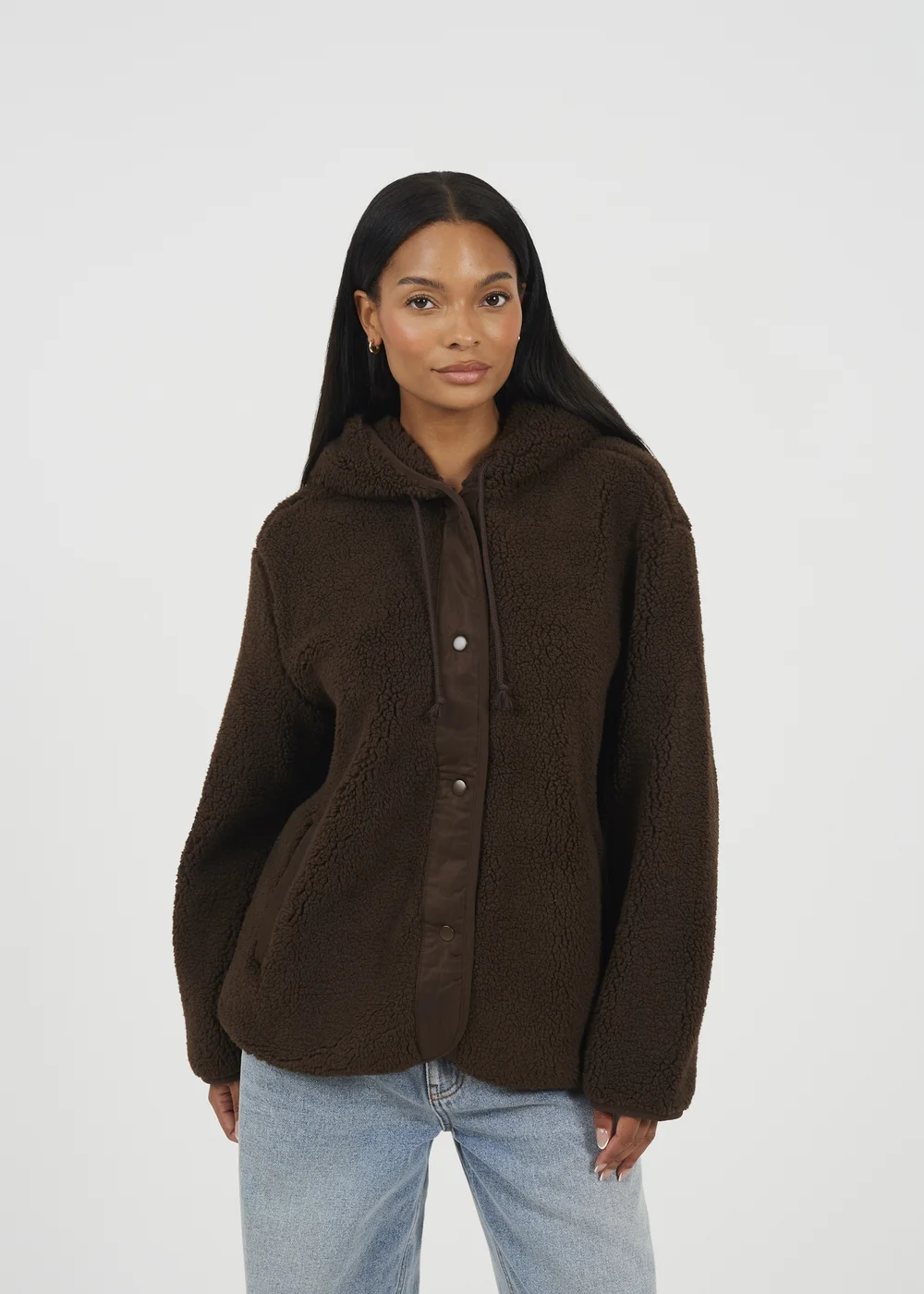 Brave Soul Chocolate Hooded Fleece Jacket - L Image 1