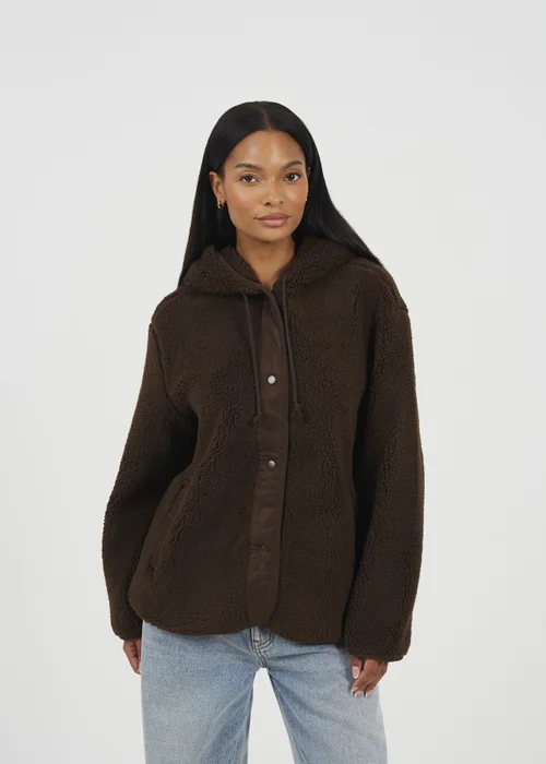 Brave Soul Chocolate Hooded Fleece Jacket - L Image 1