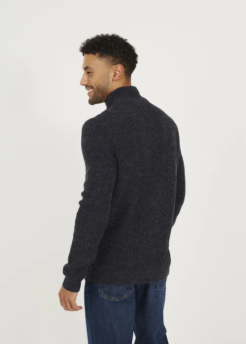Brave Soul Navy Funnel Neck Jumper with Buttons - XXL Image 2