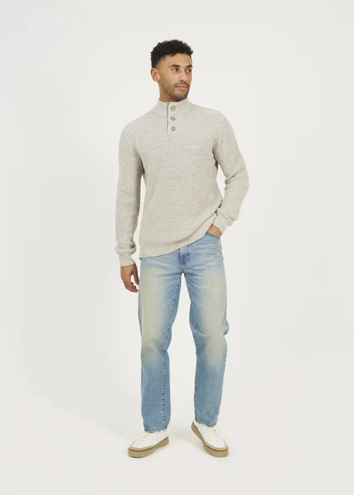 Brave Soul Natural Funnel Neck Jumper with Buttons - XXL Image 4