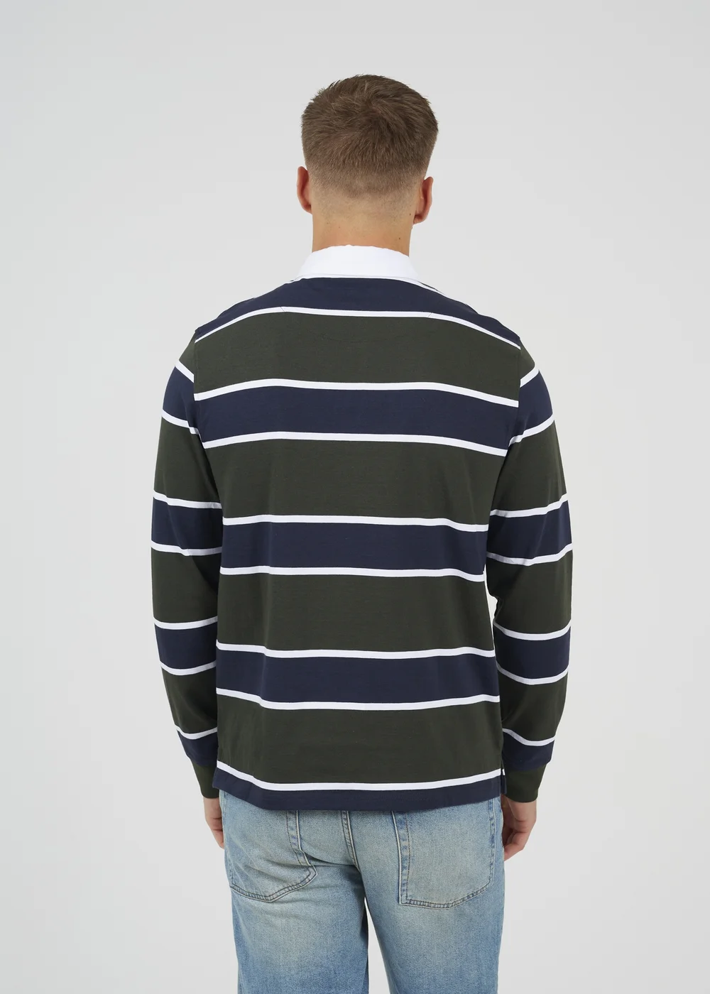 Brave Soul Dark Green Striped Rugby Shirt - Extra Large Image 2