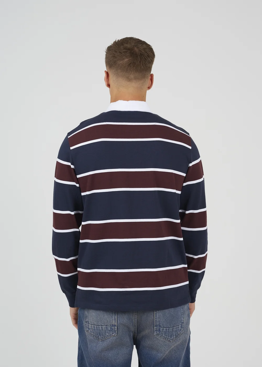 Brave Soul Navy Striped Rugby Shirt - Small Image 2