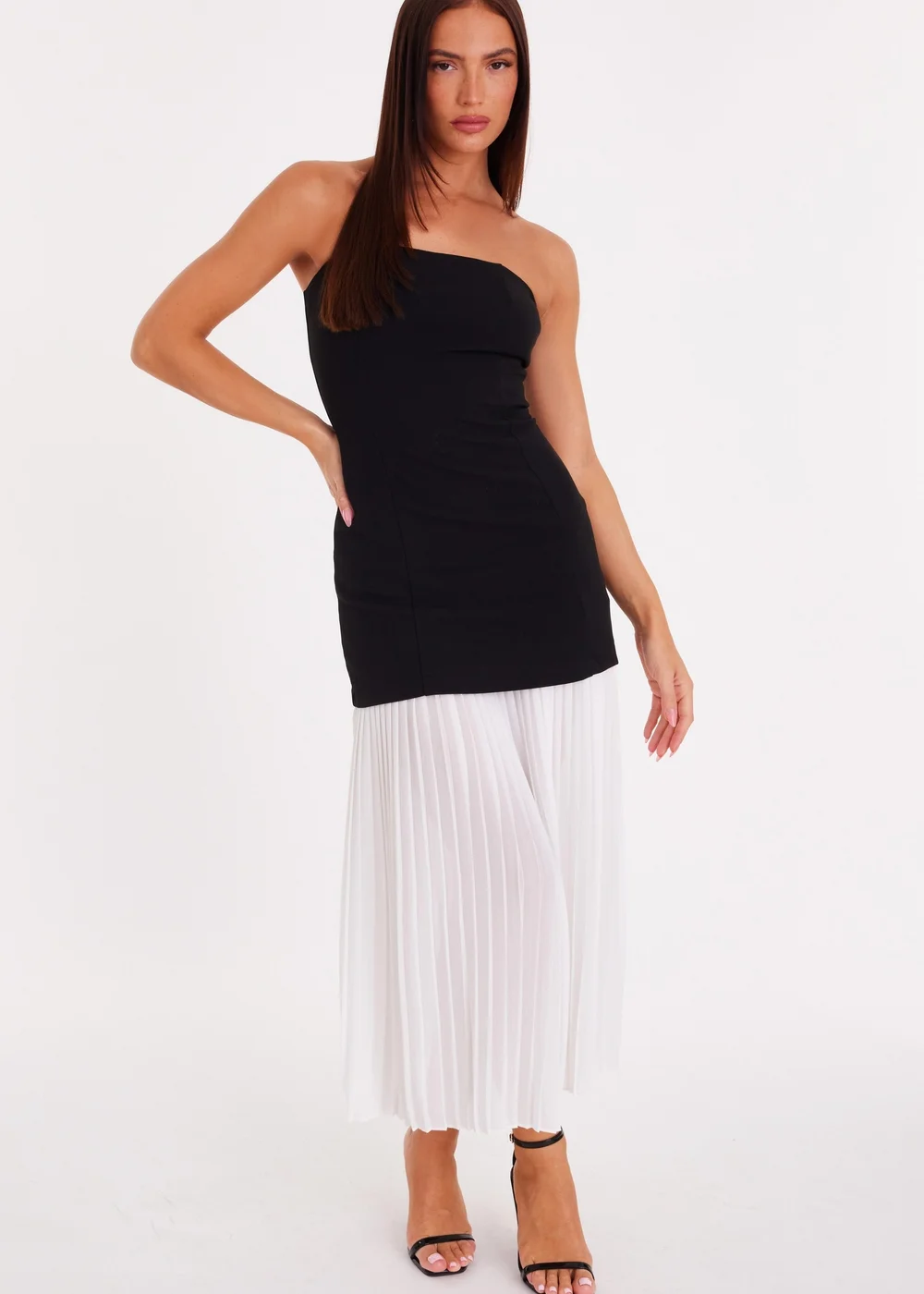 Quiz Black Strapless Pleated Midaxi Dress - Size 6 Image 1