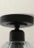 ValueLights Cheltenham Matte Black Flush Ceiling Light Ribbed Shade - One Size Image 5