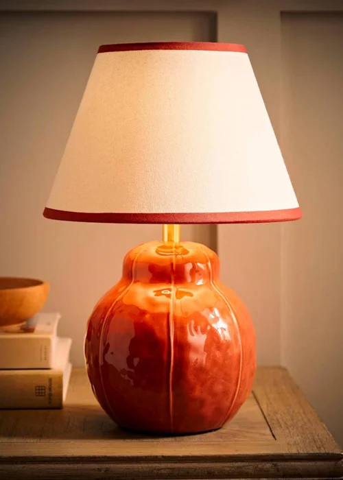 ValueLights Gourdette Burnt Orange Glazed Table Lamp - One Size Image 2