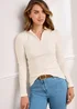 Cotton Traders Pale Cream Cosy Up Long Sleeve Polo Shirt - Size 22 Image 4