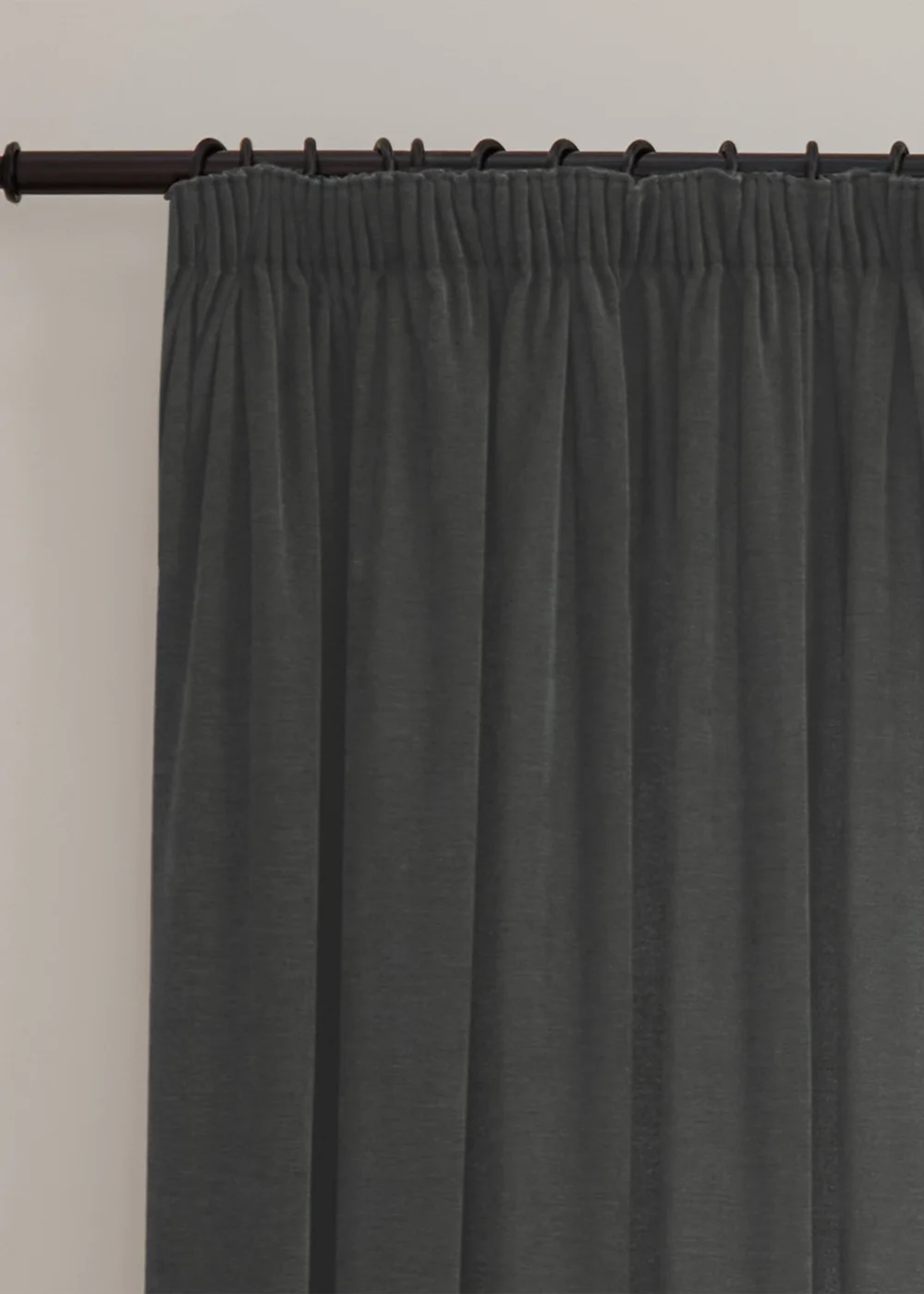 Furn Soft Chenille Blackout Pencil Pleat Curtain Pair Charcoal Grey - 46W X 54D (117x137cm Image 6