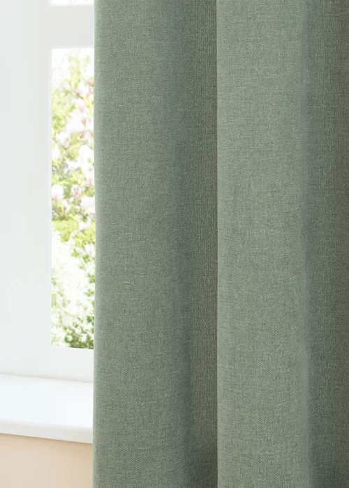 Furn Soft Chenille Blackout Pencil Pleat Curtain Pair Green - 46W X 54D (117x137cm Image 4