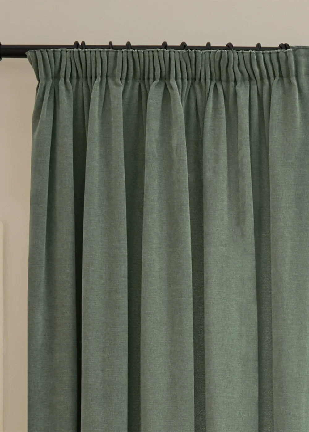 Furn Soft Chenille Blackout Pencil Pleat Curtain Pair Green - 46W X 54D (117x137cm Image 6