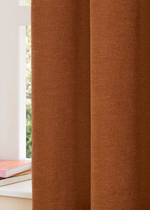 Furn Soft Chenille Blackout Pencil Pleat Curtain Pair Rust - 46W X 54D (117x137cm Image 4