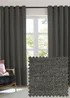 Furn Soft Chenille Blackout Eyelet Curtain Pair Charcoal Grey - 46W X 54D (117x137cm Image 1