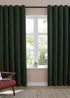Furn Soft Chenille Blackout Eyelet Curtain Pair Bottle Green - 46W X 54D (117x137cm Image 2