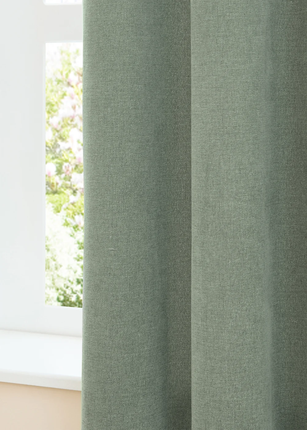 Furn Soft Chenille Blackout Eyelet Curtain Pair Green - 46W X 54D (117x137cm Image 4