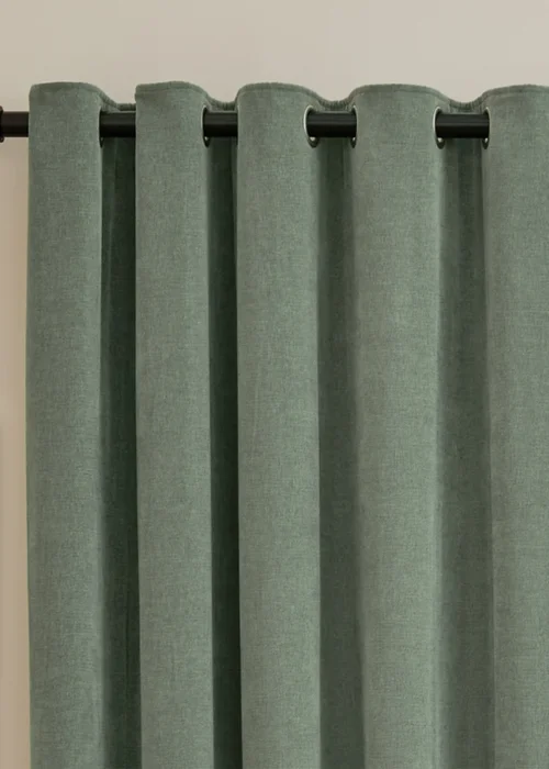Furn Soft Chenille Blackout Eyelet Curtain Pair Green - 46W X 54D (117x137cm Image 6