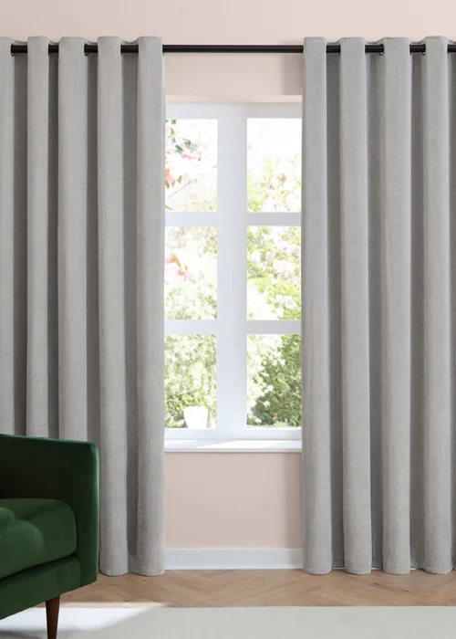 Furn Soft Chenille Blackout Eyelet Curtain Pair Silver - 46W X 54D (117x137cm Image 2