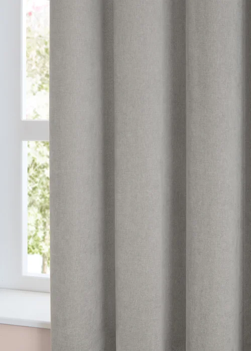 Furn Soft Chenille Blackout Eyelet Curtain Pair Silver - 46W X 54D (117x137cm Image 4