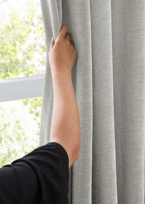 Furn Soft Chenille Blackout Eyelet Curtain Pair Silver - 46W X 54D (117x137cm Image 5