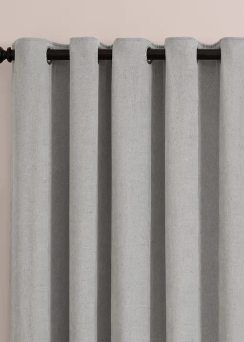 Furn Soft Chenille Blackout Eyelet Curtain Pair Silver - 46W X 54D (117x137cm Image 6