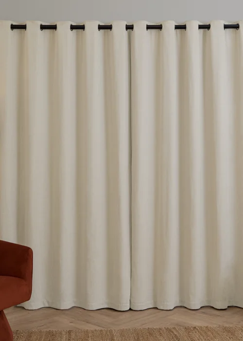 Furn Soft Chenille Blackout Eyelet Curtain Pair Ecru - 46W X 54D (117x137cm Image 3