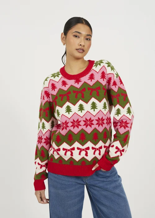 Brave Soul Red Fairisle Christmas Jumper - XL Image 1