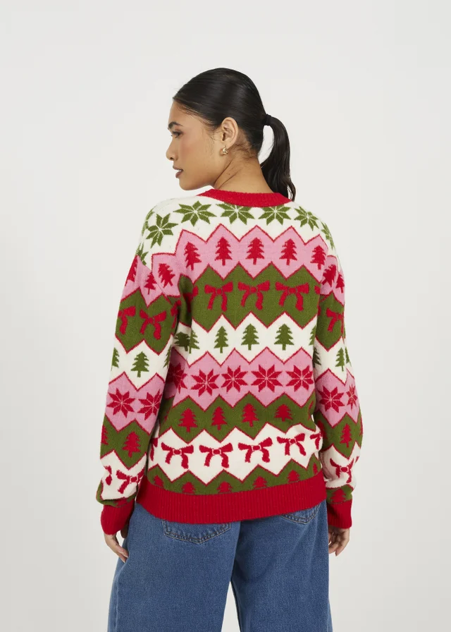 Brave Soul Red Fairisle Christmas Jumper