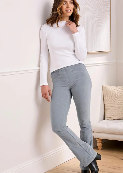 Cotton Traders Blue Mist Pull On Stretch Bootcut Cord Trousers - 20/L31 Image 4