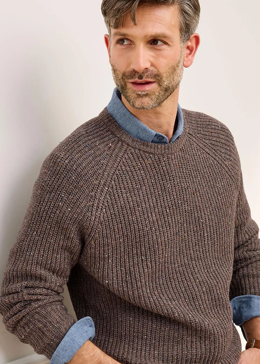 Cotton Traders Dark Brown Supersoft Crew Neck Jumper - Large Image 2