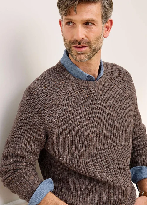 Cotton Traders Dark Brown Supersoft Crew Neck Jumper - Large Image 2