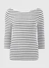 Navy Stripe 3/4 Sleeve Fitted T-Shirt - Size 8 Image 4