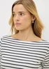 Navy Stripe 3/4 Sleeve Fitted T-Shirt - Size 8 Image 2