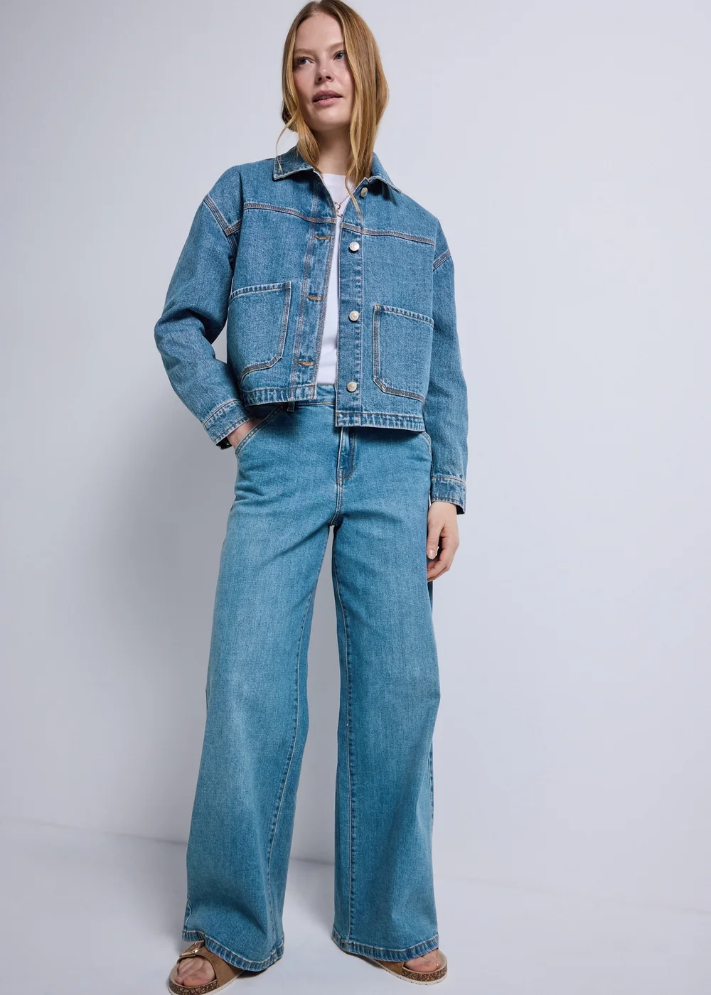 Mid Wash Denim Shacket - Small Image 1